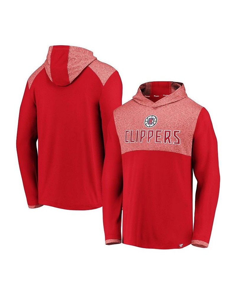 Men's Branded Red LA Clippers Iconic Stealth Marble Blocked Pullover Hoodie $29.14 Sweatshirt