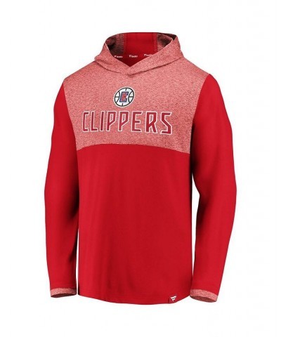 Men's Branded Red LA Clippers Iconic Stealth Marble Blocked Pullover Hoodie $29.14 Sweatshirt