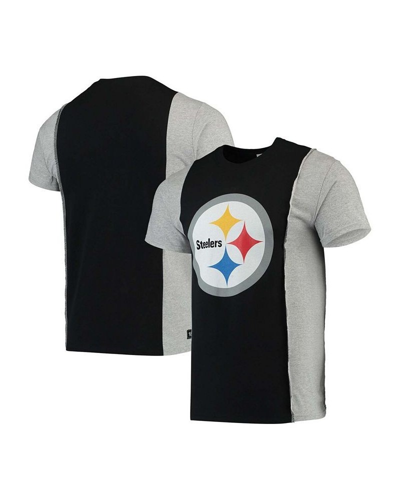 Men's Black, Gray Pittsburgh Steelers Upcycled Split T-shirt $32.39 T-Shirts