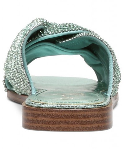 Issie Embellished Knotted Slide Sandals Green $49.00 Shoes