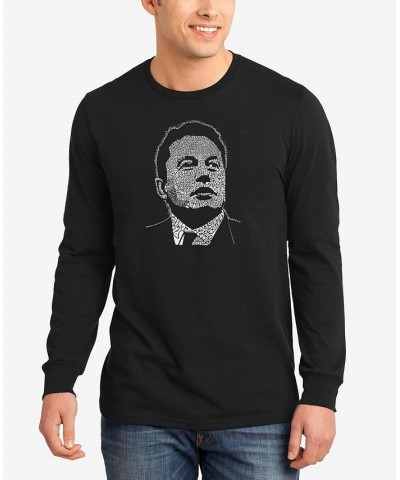 Men's Elon Musk Word Art Long Sleeves T-shirt Black $18.80 T-Shirts