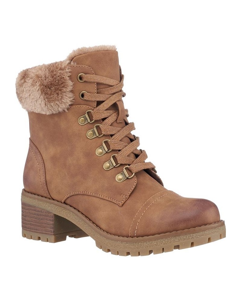 Women's Joan Lace-Up Boots Cognac $54.60 Shoes