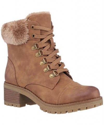 Women's Joan Lace-Up Boots Cognac $54.60 Shoes