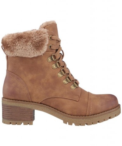 Women's Joan Lace-Up Boots Cognac $54.60 Shoes