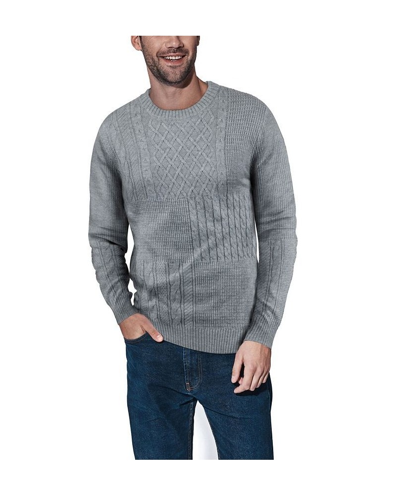 Men's Crewneck Mixed Texture Sweater Gray $24.64 Sweaters