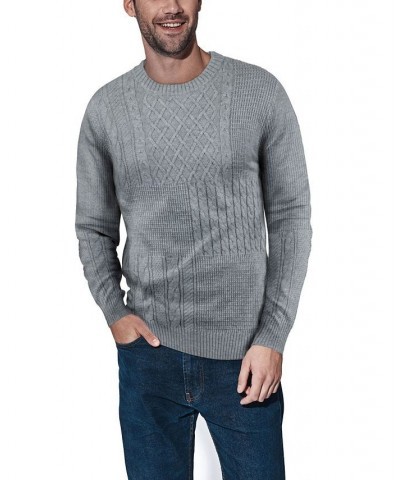 Men's Crewneck Mixed Texture Sweater Gray $24.64 Sweaters