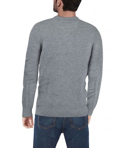 Men's Crewneck Mixed Texture Sweater Gray $24.64 Sweaters