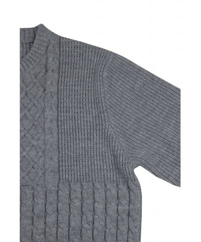 Men's Crewneck Mixed Texture Sweater Gray $24.64 Sweaters