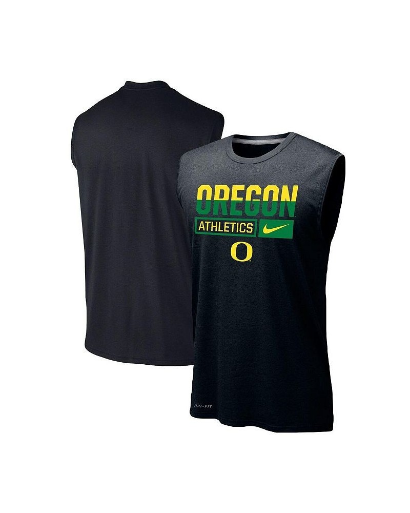 Men's Black Oregon Ducks Wordmark Drop Legend Performance Tank Top $21.50 T-Shirts