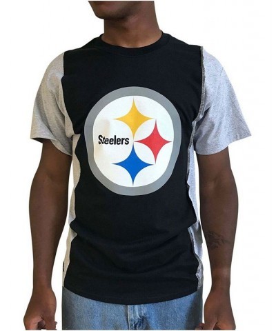 Men's Black, Gray Pittsburgh Steelers Upcycled Split T-shirt $32.39 T-Shirts