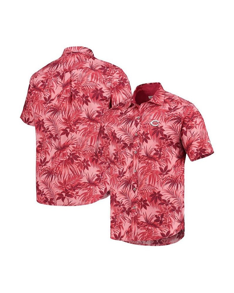 Men's Red Cincinnati Reds Sport Reign Forest Fronds Button-Up Shirt $62.16 Shirts