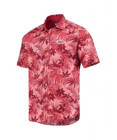 Men's Red Cincinnati Reds Sport Reign Forest Fronds Button-Up Shirt $62.16 Shirts