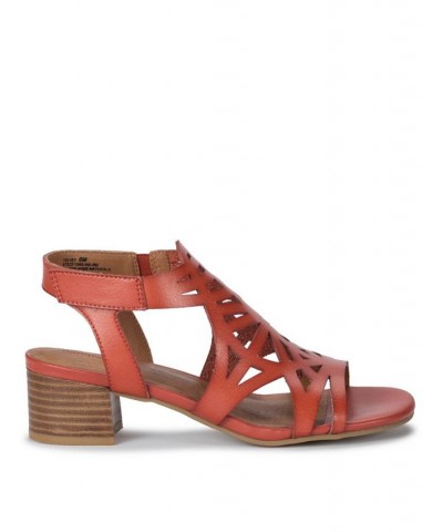 Velvet Block Heel Sandals Orange $40.80 Shoes