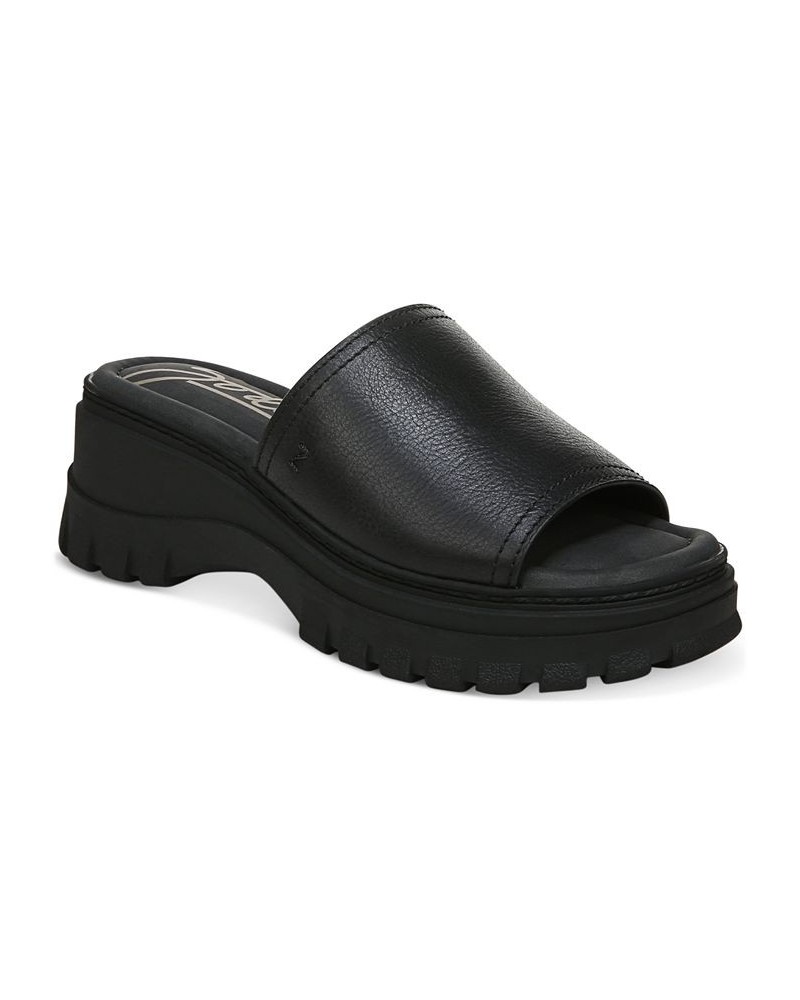 Women's Halle Platform Lug-Sole Slide Wedge Sandals Black $43.56 Shoes