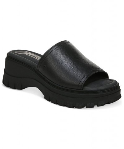 Women's Halle Platform Lug-Sole Slide Wedge Sandals Black $43.56 Shoes