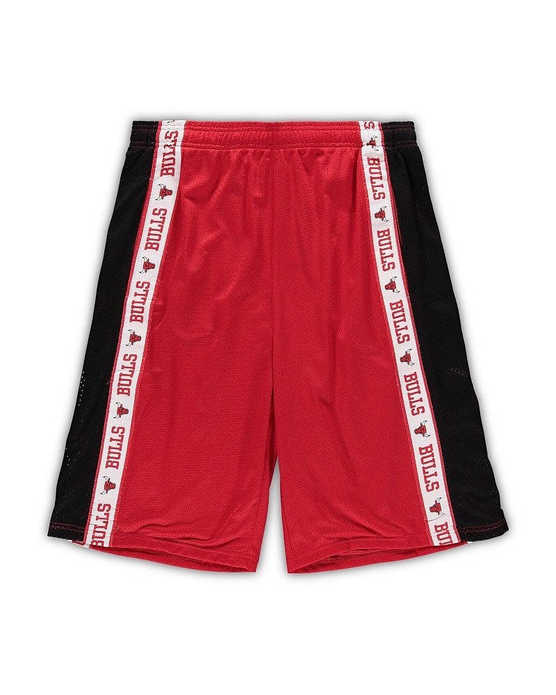 Men's Branded Red and Black Chicago Bulls Big and Tall Tape Mesh Shorts $27.99 Shorts