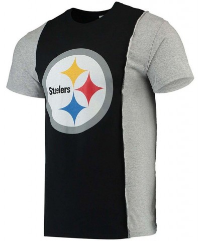 Men's Black, Gray Pittsburgh Steelers Upcycled Split T-shirt $32.39 T-Shirts