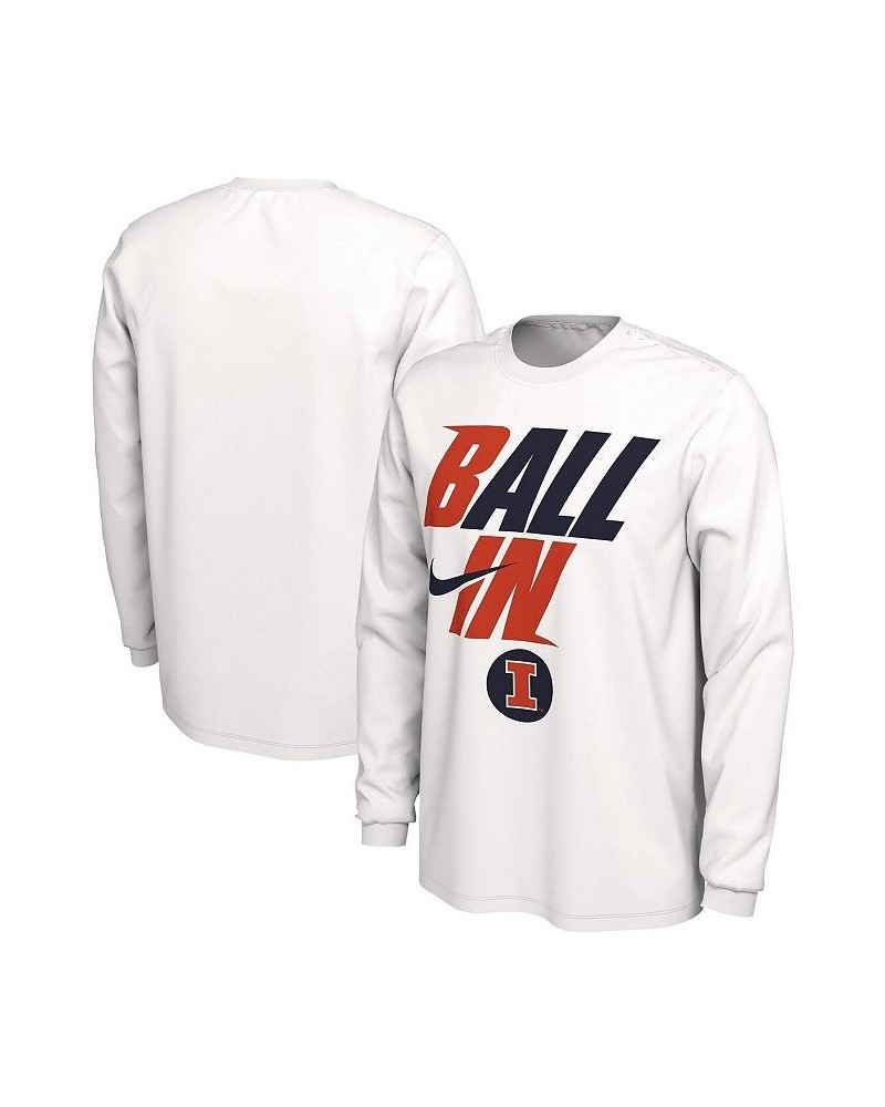 Men's White Illinois Fighting Illini Ball In Bench Long Sleeve T-shirt $16.40 T-Shirts