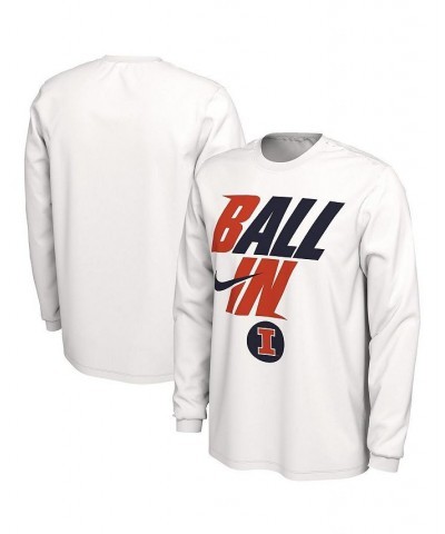 Men's White Illinois Fighting Illini Ball In Bench Long Sleeve T-shirt $16.40 T-Shirts