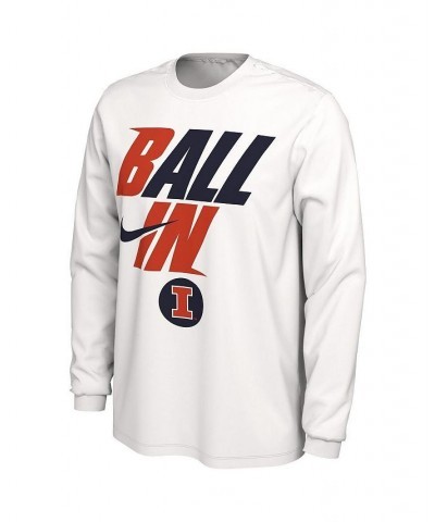 Men's White Illinois Fighting Illini Ball In Bench Long Sleeve T-shirt $16.40 T-Shirts