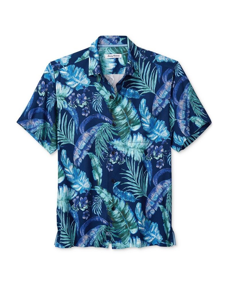 Men's Summer Street Fronds Silk Shirt Blue $69.52 Shirts