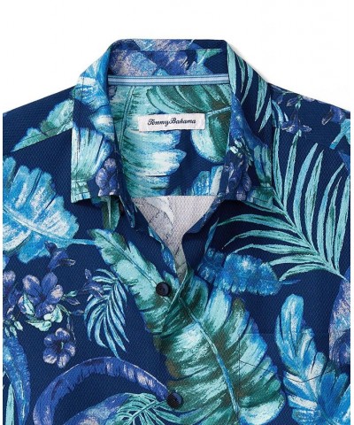 Men's Summer Street Fronds Silk Shirt Blue $69.52 Shirts