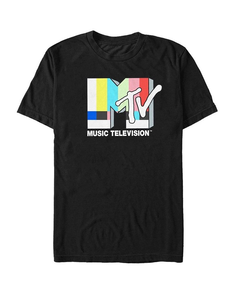 Men's Television interference Logo Short Sleeve T- shirt Black $20.64 T-Shirts