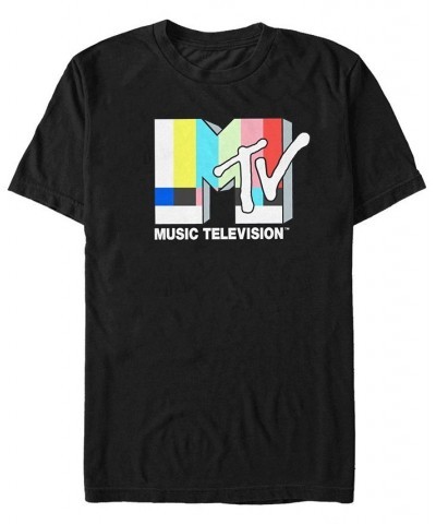 Men's Television interference Logo Short Sleeve T- shirt Black $20.64 T-Shirts