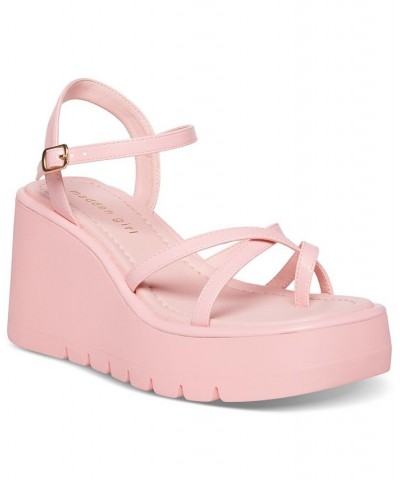 Vault Strappy Platform Wedge Sandals Pink $27.73 Shoes