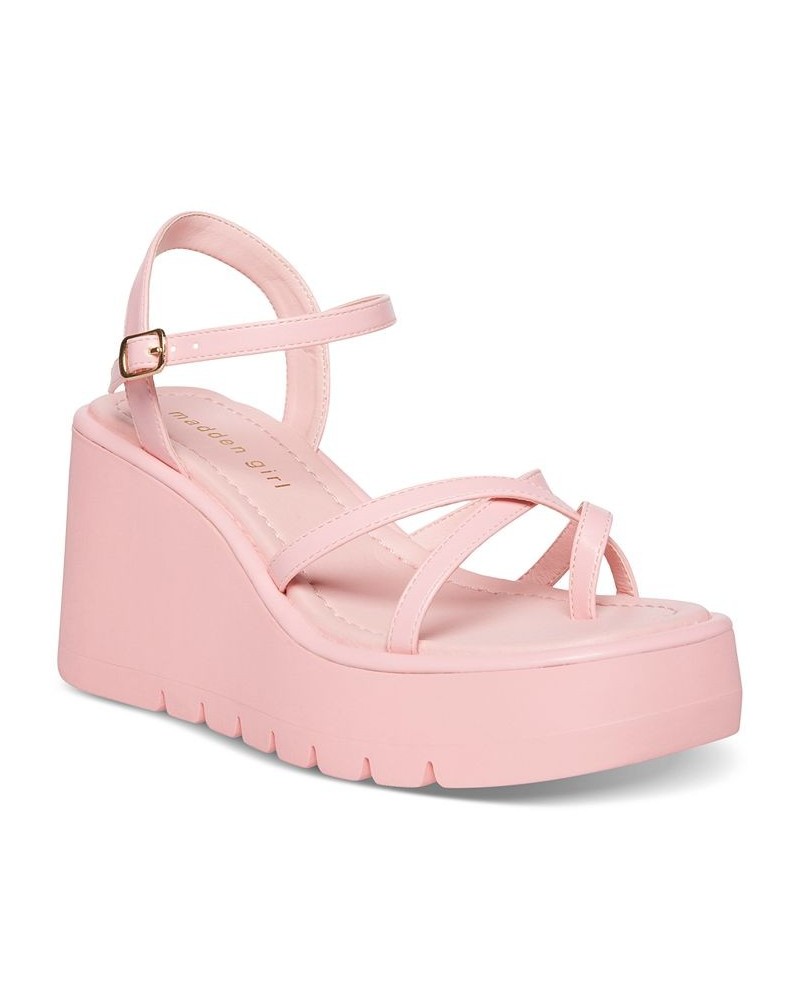 Vault Strappy Platform Wedge Sandals Pink $27.73 Shoes