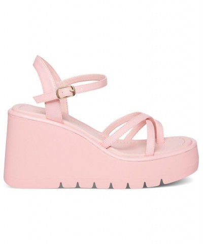 Vault Strappy Platform Wedge Sandals Pink $27.73 Shoes