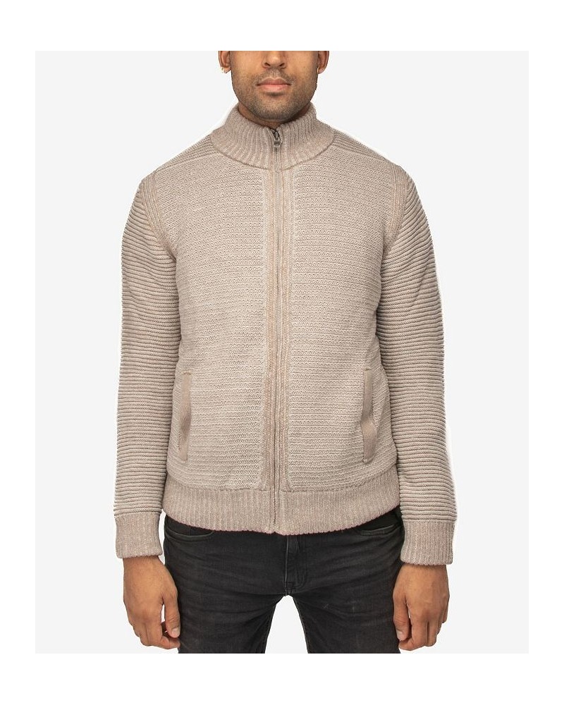 Men's Full-Zip High Neck Sweater Jacket Beige Heather $37.44 Sweaters