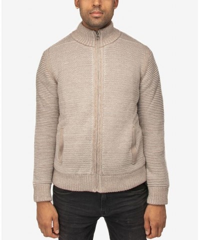 Men's Full-Zip High Neck Sweater Jacket Beige Heather $37.44 Sweaters