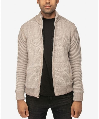 Men's Full-Zip High Neck Sweater Jacket Beige Heather $37.44 Sweaters