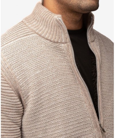 Men's Full-Zip High Neck Sweater Jacket Beige Heather $37.44 Sweaters