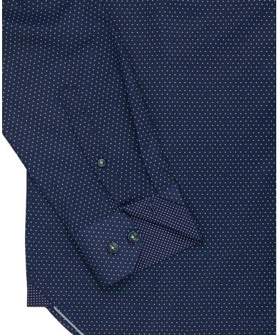 Men's Slim-Fit Non-Iron Performance Stretch Dot-Print Dress Shirt Blue $21.89 Dress Shirts