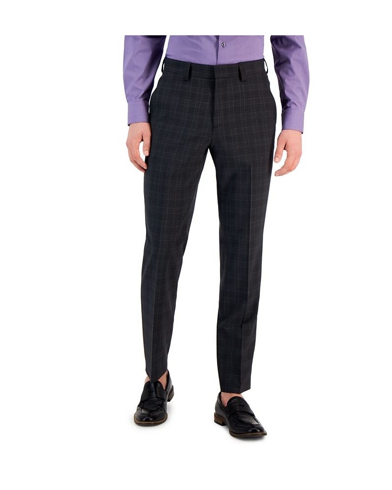 Boss Men's Modern-Fit Check Suit Pants Gray $89.44 Suits