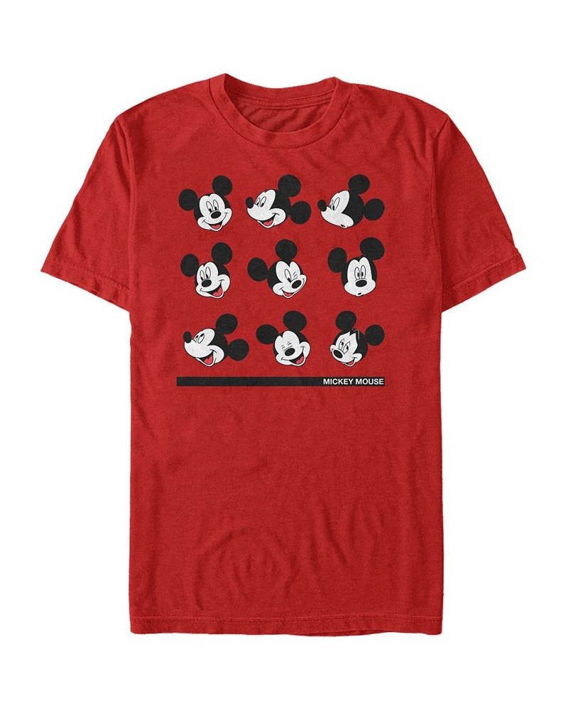 Men's Mickey Classic Mickey Expressions Short Sleeve T-shirt Red $15.40 T-Shirts