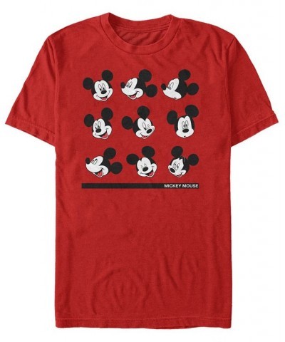 Men's Mickey Classic Mickey Expressions Short Sleeve T-shirt Red $15.40 T-Shirts