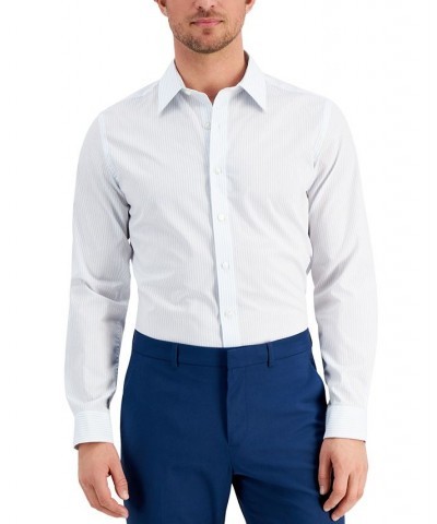 Men's Slim Fit Striped Dress Shirt Navy $11.20 Dress Shirts